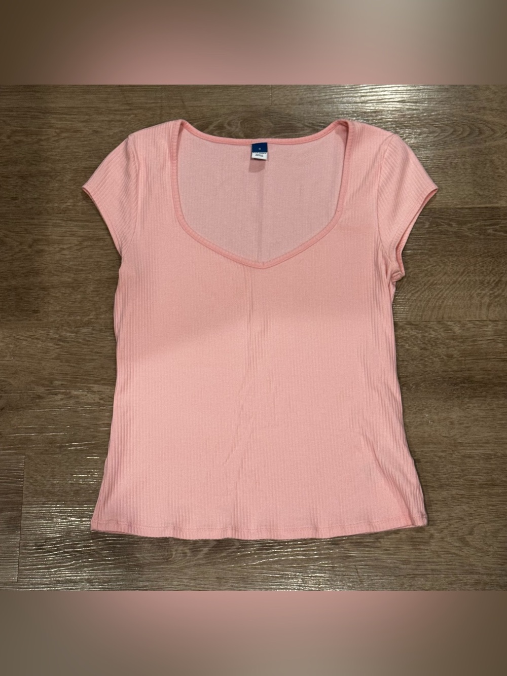 Old Navy Light Pink Scoop Neck Ribbed Short Sleeve Top
